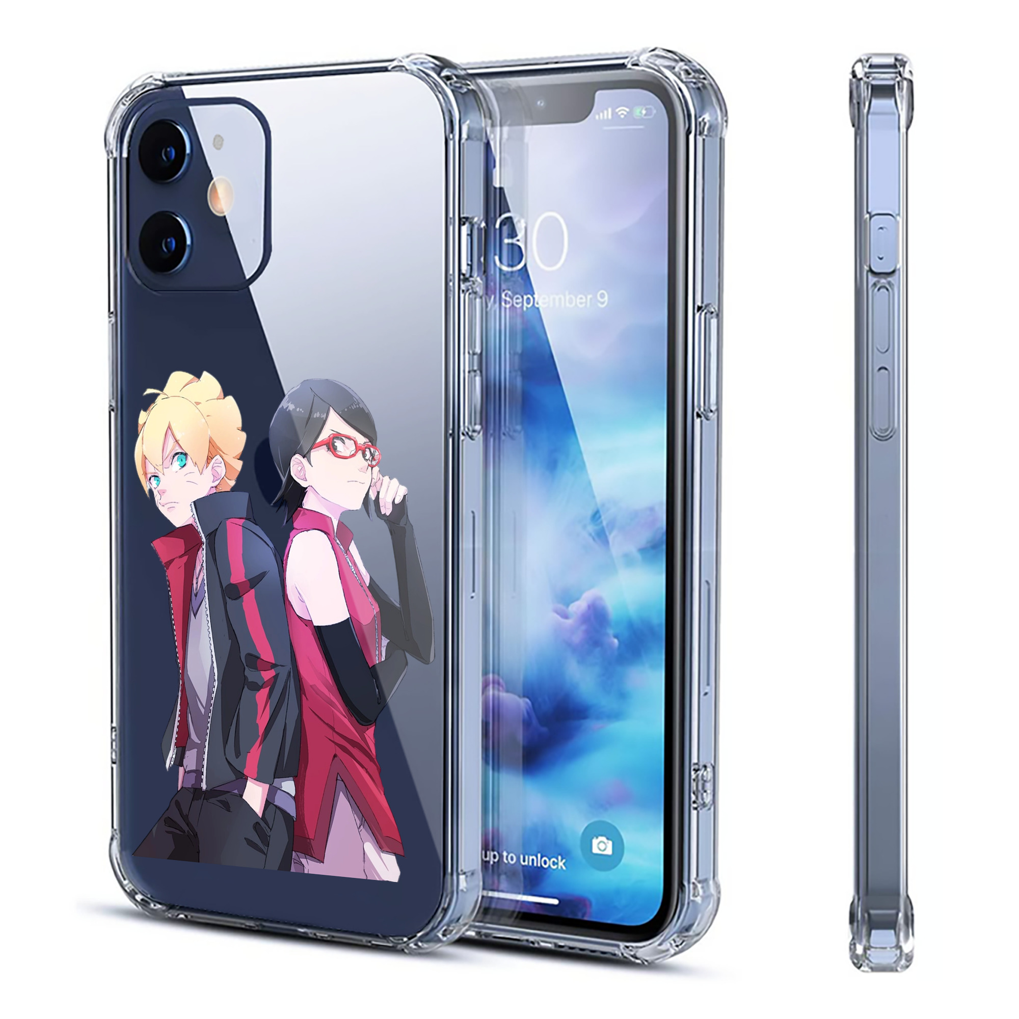 （画像用） NARUTO -ナルト- うちは サラダ Uchiha Sarada 【iPhone 12シリーズ対応】透明スマホケース（クリアソフトケース）